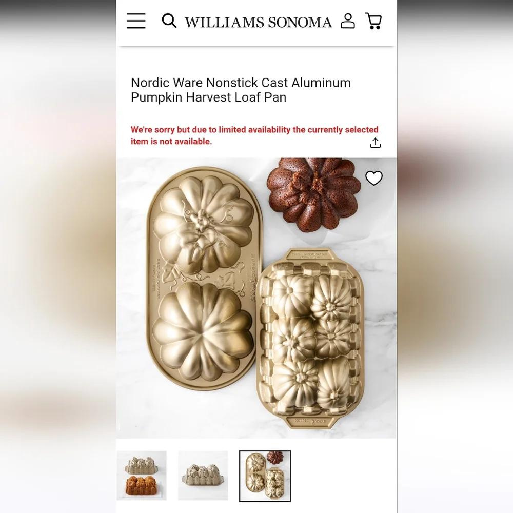 Williams Sonoma Pumpkin Harvest Loaf Pan by Nordic‎ Ware